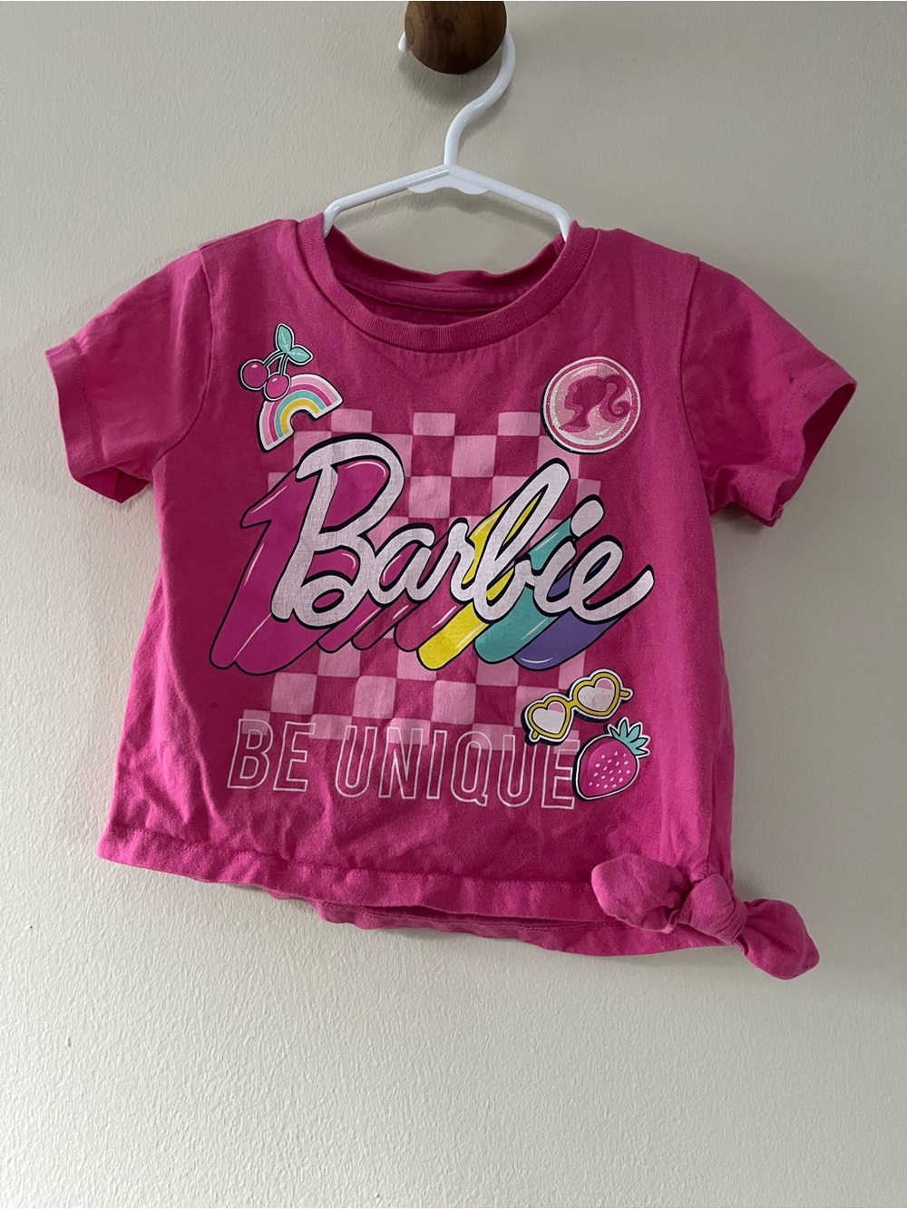 Barbie Hot Pink Graphic Tee with Rainbow Accents Be Unique 2T